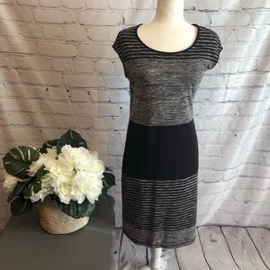 Max Studio Black & Gray Striped Knit Dress